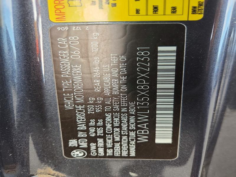 61380256 :رقم المزاد ، WBAWL135X8PX22381 vin ، 2008 Bmw 328 مزاد بيع