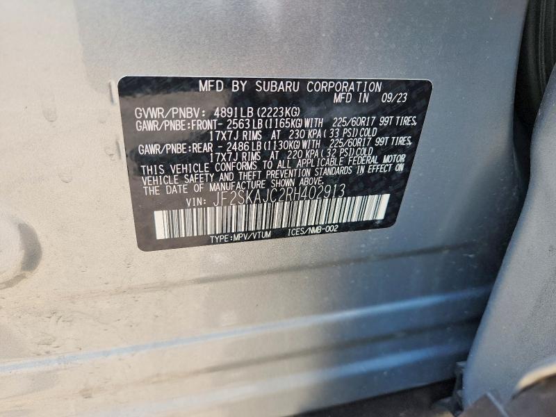 62719016 :رقم المزاد ، JF2SKAJC2RH402913 vin ، 2024 Subaru Forester مزاد بيع