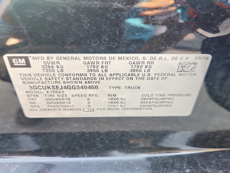 Aukcja sprzedaży 2016 Chevrolet Silverado, vin: 3GCUKSEJ4GG349466, numer aukcji: 61213116