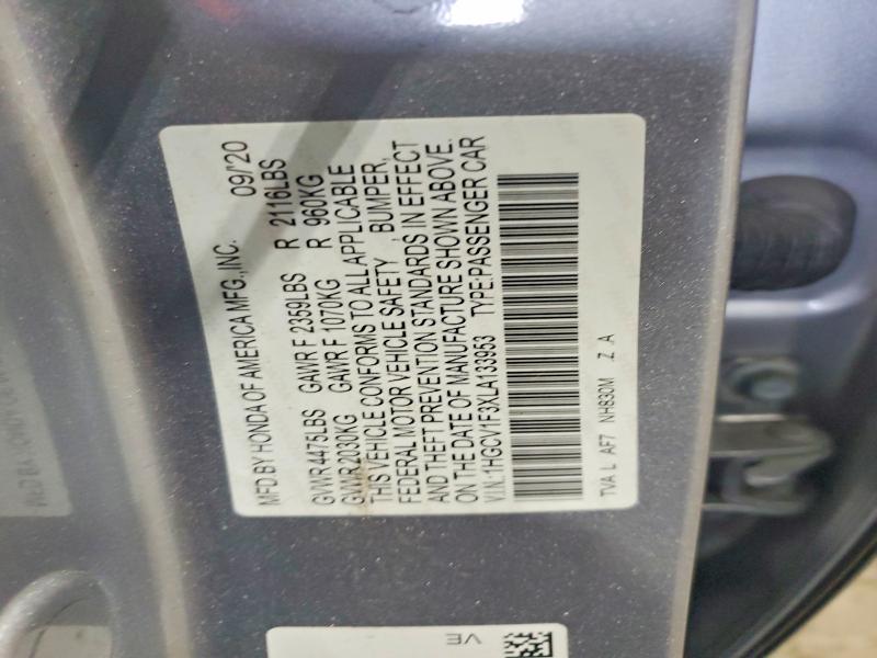 Aukcja sprzedaży 2020 Honda Accord, vin: 1HGCV1F3XLA133953, numer aukcji: 63227416