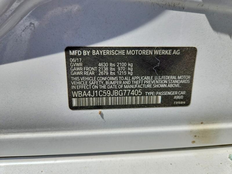 61621866 :رقم المزاد ، WBA4J1C59JBG77405 vin ، 2018 Bmw 430i مزاد بيع