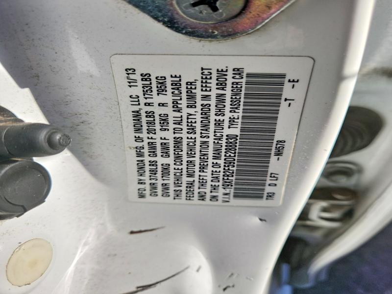 2013 Honda Civic მანქანა იყიდება აუქციონზე, vin: 19XFB2F59DE288830, აუქციონის ნომერი: 61638576