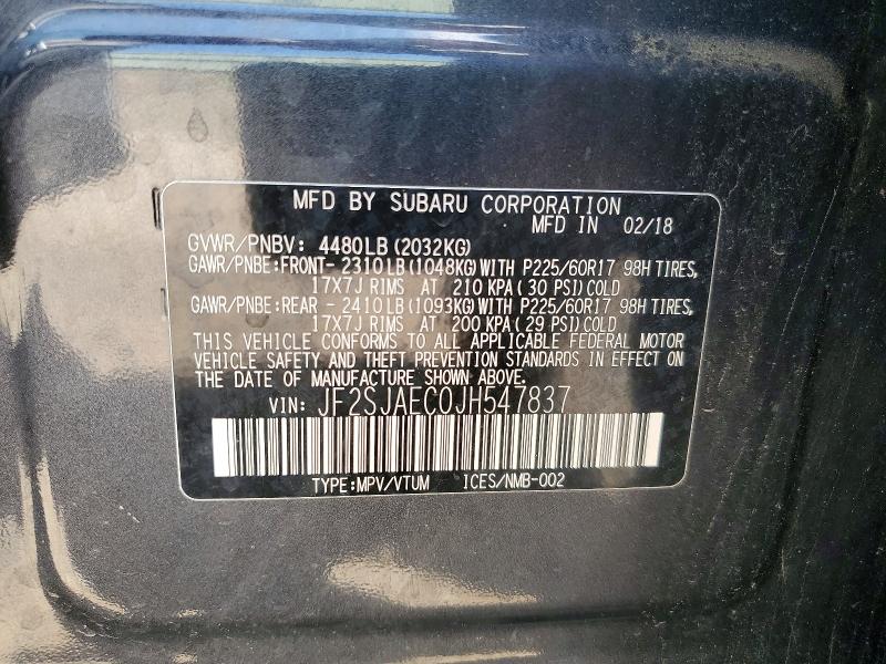 60463466 :رقم المزاد ، JF2SJAEC0JH547837 vin ، 2018 Subaru Forester مزاد بيع