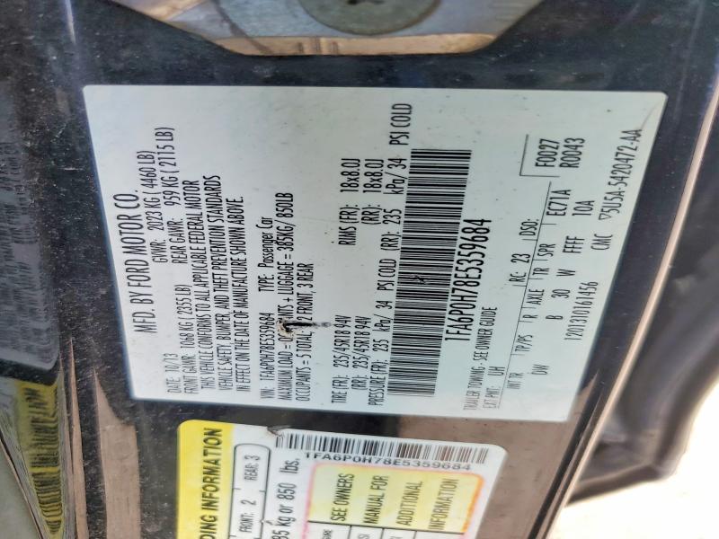 2014 Ford Fusion მანქანა იყიდება აუქციონზე, vin: 1FA6P0H78E5359684, აუქციონის ნომერი: 62926336
