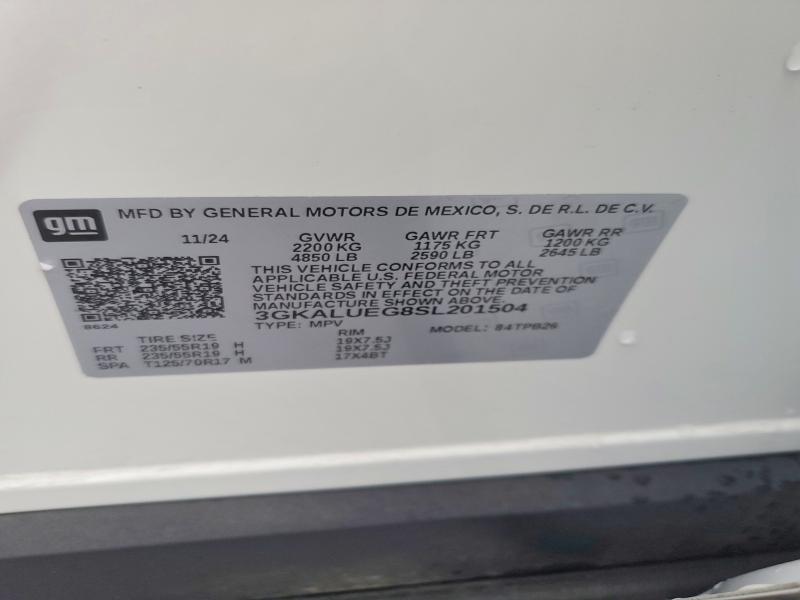 2025 Gmc Terrain მანქანა იყიდება აუქციონზე, vin: 3GKALUEG8SL201504, აუქციონის ნომერი: 62040496