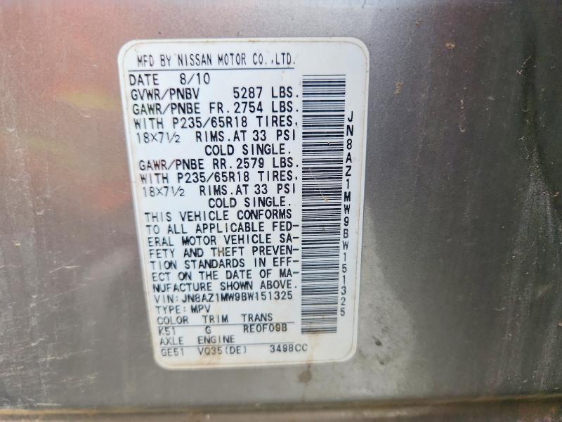 60093846 :رقم المزاد ، JN8AZ1MW9BW151325 vin ، 2011 Nissan Murano مزاد بيع