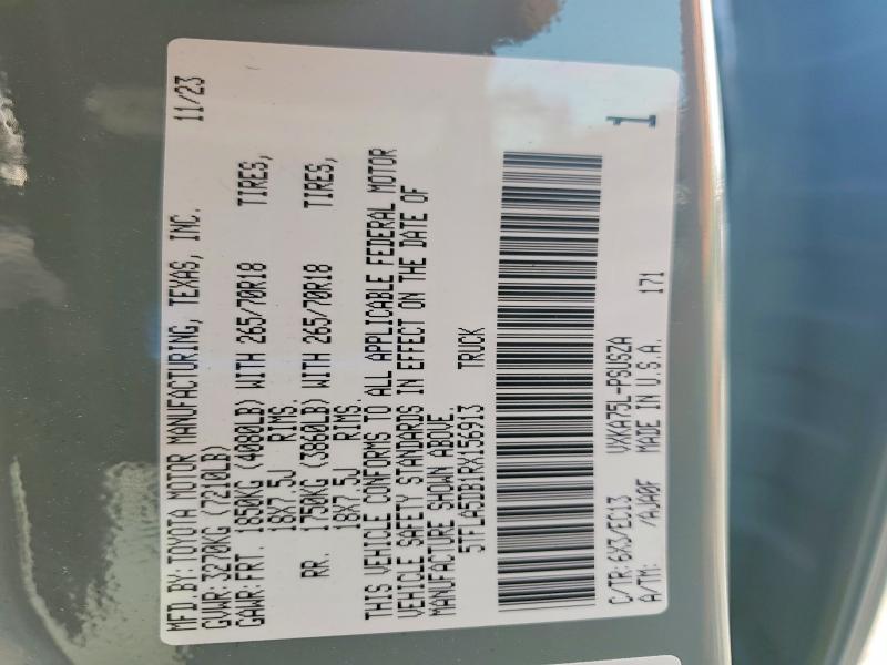 Aukcja sprzedaży 2024 Toyota Tundra, vin: 5TFLA5DB1RX156913, numer aukcji: 61007396
