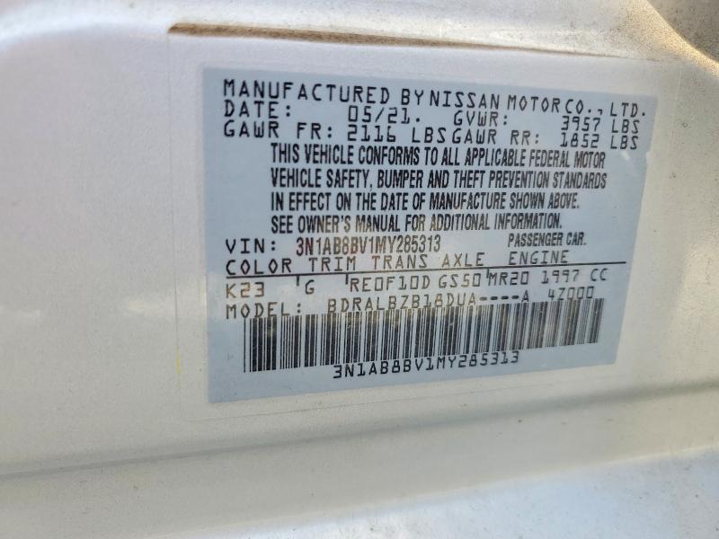 59922736 :رقم المزاد ، 3N1AB8BV1MY285313 vin ، 2021 Nissan Sentra مزاد بيع