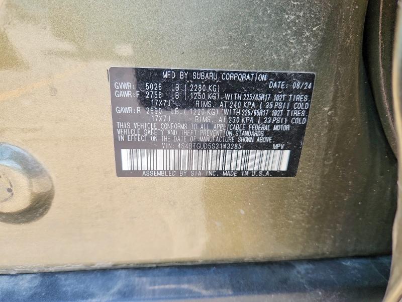 Aukcja sprzedaży 2025 Subaru Outback, vin: 4S4BTGUD5S3143285, numer aukcji: 61808816