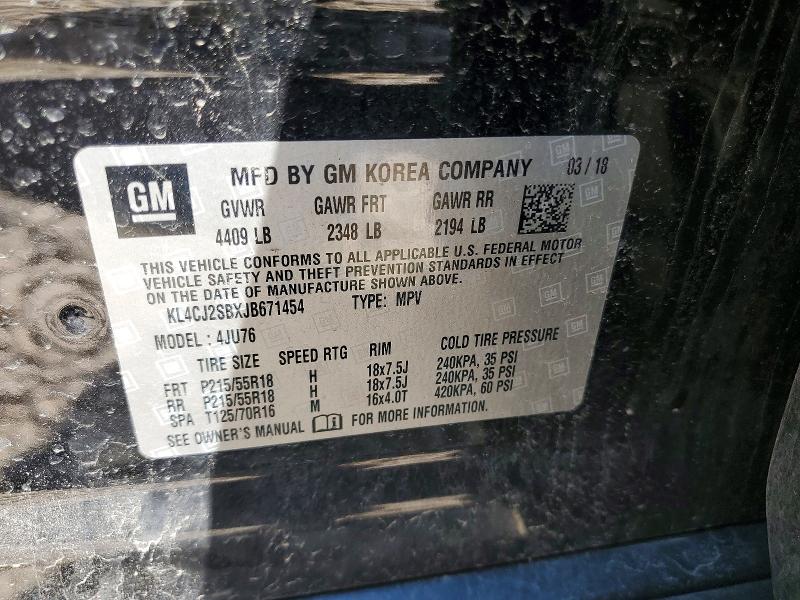Aukcja sprzedaży 2018 Buick Encore, vin: KL4CJ2SBXJB671454, numer aukcji: 62943396