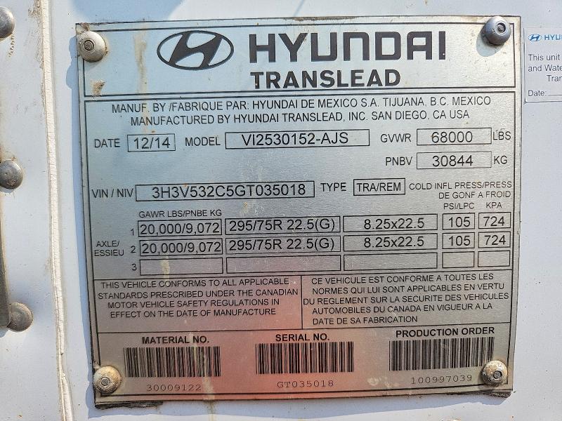 Продажа на аукционе авто 2016 Hyundai Translead Inc Trailers, vin: 3H3V532C5GT035018, номер лота: 50335956