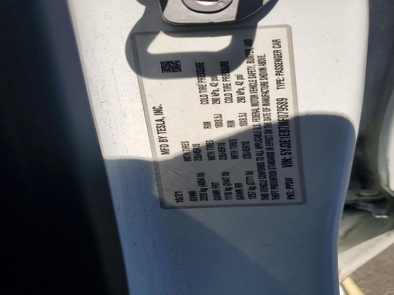 Aukcja sprzedaży 2021 Tesla Model 3, vin: 5YJ3E1EB7MF079589, numer aukcji: 61974246