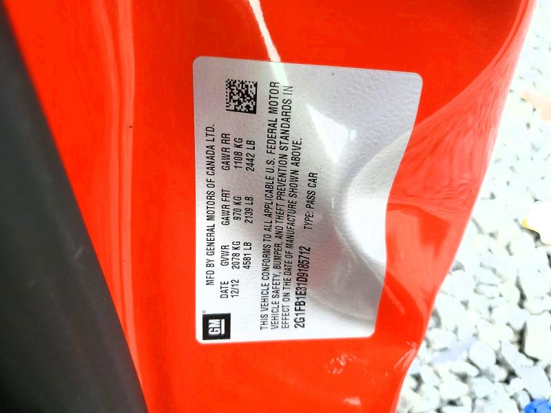 Aukcja sprzedaży 2013 Chevrolet Camaro, vin: 2G1FB1E31D9185712, numer aukcji: 61700316