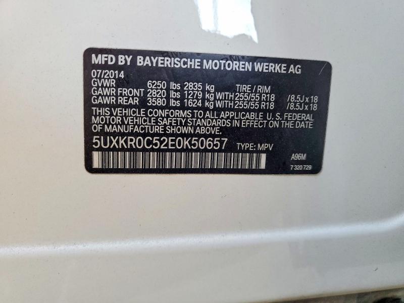 62726746 :رقم المزاد ، 5UXKR0C52E0K50657 vin ، 2014 Bmw X5 مزاد بيع