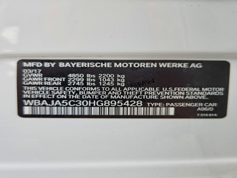 Aukcja sprzedaży 2017 Bmw 530, vin: WBAJA5C30HG895428, numer aukcji: 61944816