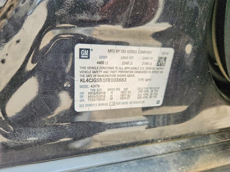 Aukcja sprzedaży 2015 Buick Encore, vin: KL4CJGSB1FB103663, numer aukcji: 62501936