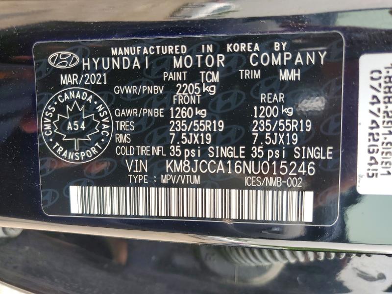 Продажа на аукционе авто 2022 Hyundai Tucson, vin: KM8JCCA16NU015246, номер лота: 61116706