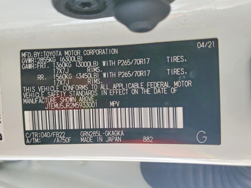 63417796 :رقم المزاد ، JTEMU5JR2M5933001 vin ، 2021 Toyota 4runner مزاد بيع