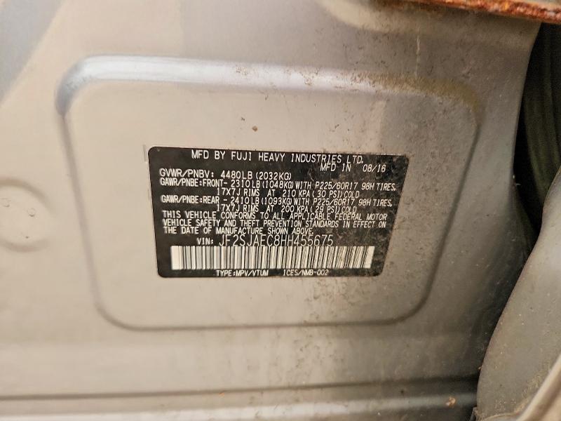 60899596 :رقم المزاد ، JF2SJAEC8HH455675 vin ، 2017 Subaru Forester مزاد بيع