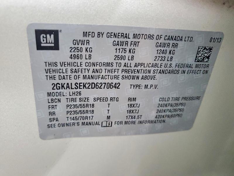 Продажа на аукционе авто 2013 Gmc Terrain, vin: 2GKALSEK2D6270642, номер лота: 60008156