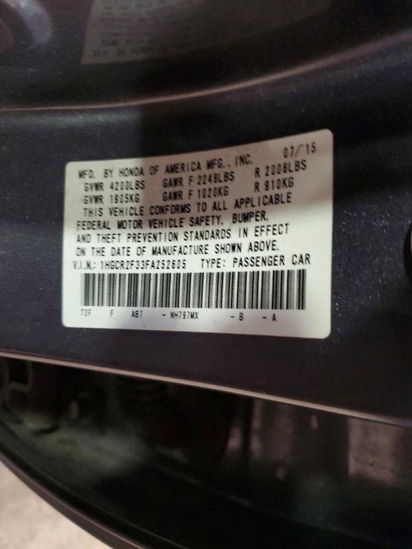 Продажа на аукционе авто 2015 Honda Accord, vin: 1HGCR2F33FA252605, номер лота: 60060806