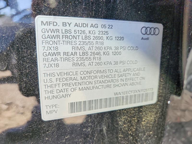 Продажа на аукционе авто 2022 Audi Q3, vin: WA1EECF3XN1125173, номер лота: 58013266