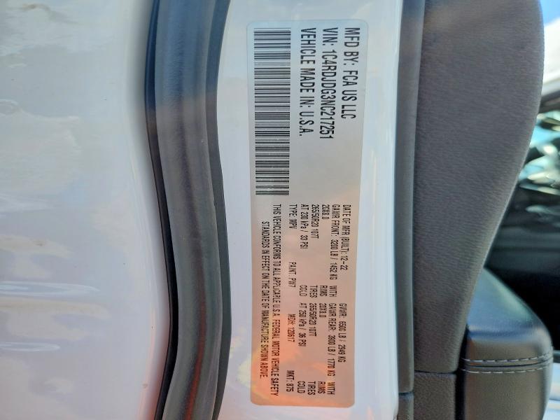 Продажа на аукционе авто 2022 Dodge Durango, vin: 1C4RDJDG3NC217251, номер лота: 62316196