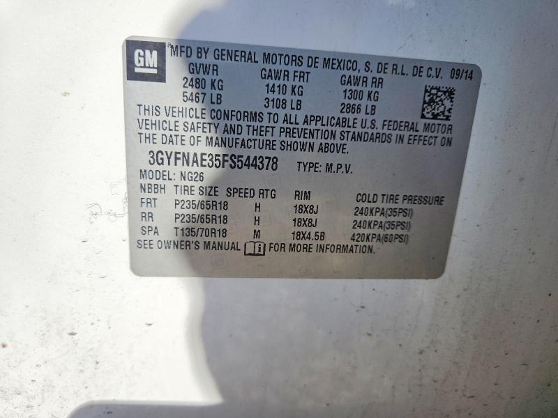 2015 Cadillac Srx მანქანა იყიდება აუქციონზე, vin: 3GYFNAE35FS544378, აუქციონის ნომერი: 61842646