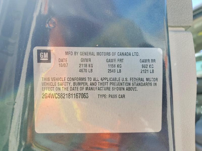 Продаж на аукціоні авто 2008 Buick Lacrosse, vin: 2G4WC582181167063, номер лоту: 60192596