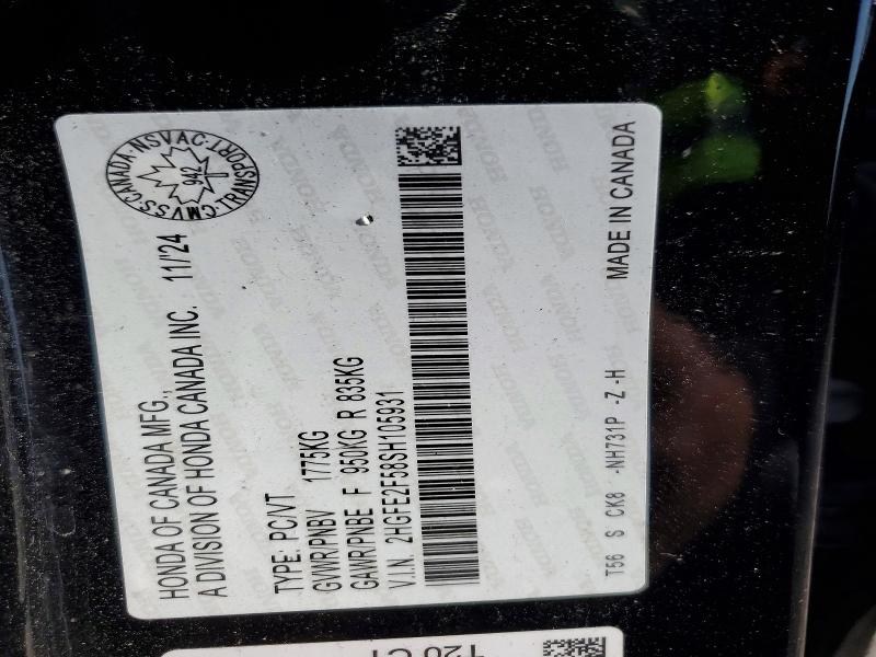 Auction sale of the 2025 Honda Civic, vin: 2HGFE2F58SH105931, lot number: 61330936