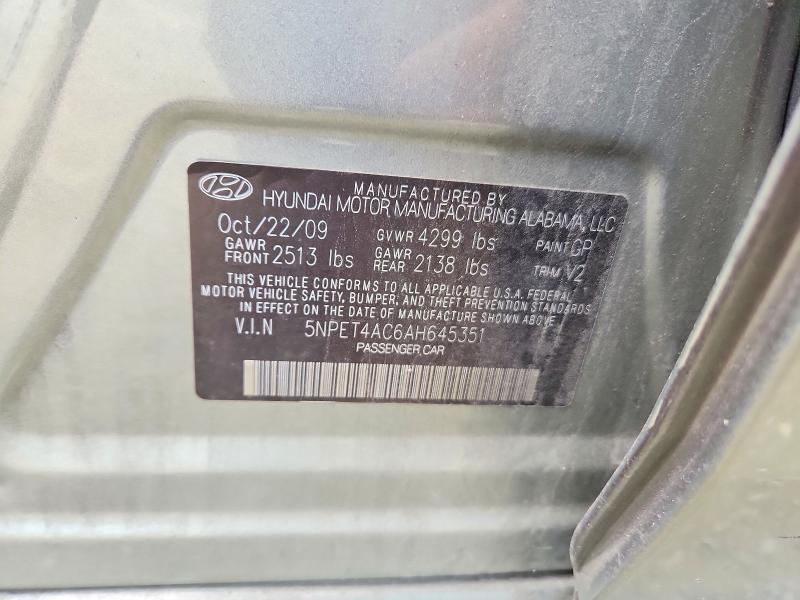 62304446 :رقم المزاد ، 5NPET4AC6AH645351 vin ، 2010 Hyundai Sonata مزاد بيع