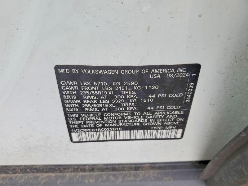 2024 Volkswagen Id.4 მანქანა იყიდება აუქციონზე, vin: 1V2CRPE81RC022819, აუქციონის ნომერი: 62313346