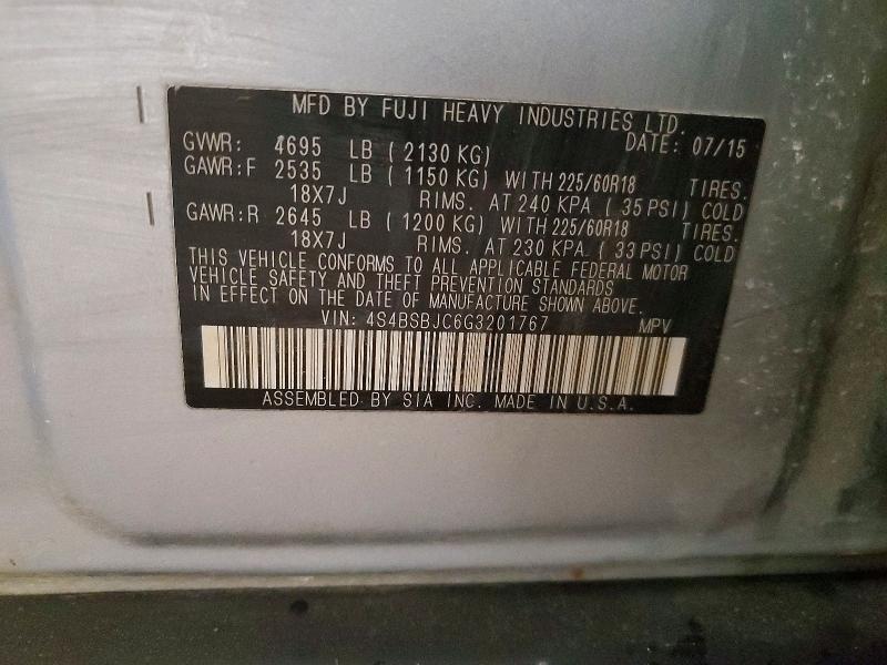 Aukcja sprzedaży 2016 Subaru Outback, vin: 4S4BSBJC6G3201767, numer aukcji: 62943706