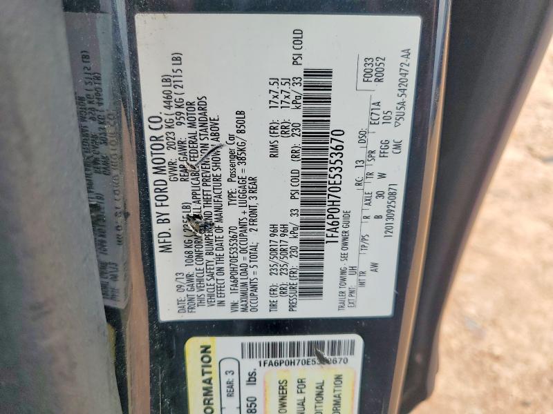 Aukcja sprzedaży 2014 Ford Fusion, vin: 1FA6P0H70E5353670, numer aukcji: 62353446