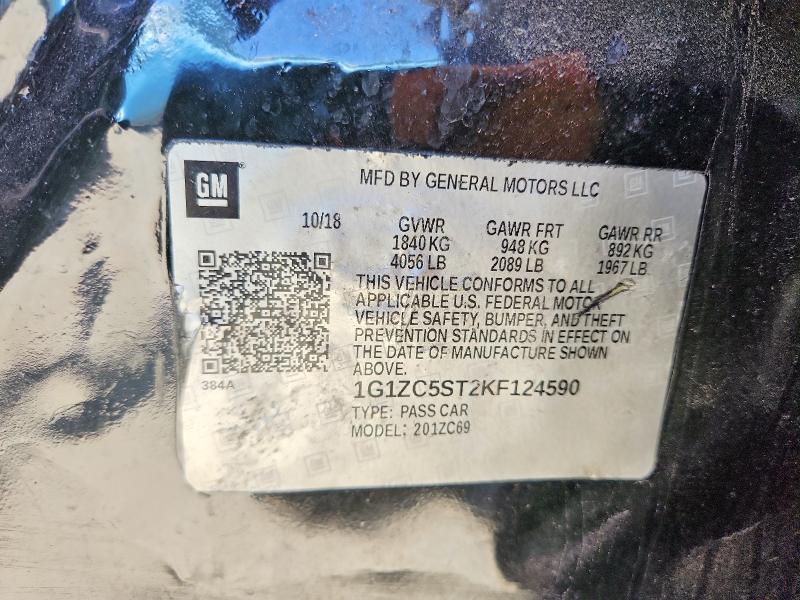 Aukcja sprzedaży 2019 Chevrolet Malibu, vin: 1G1ZC5ST2KF124590, numer aukcji: 61062336