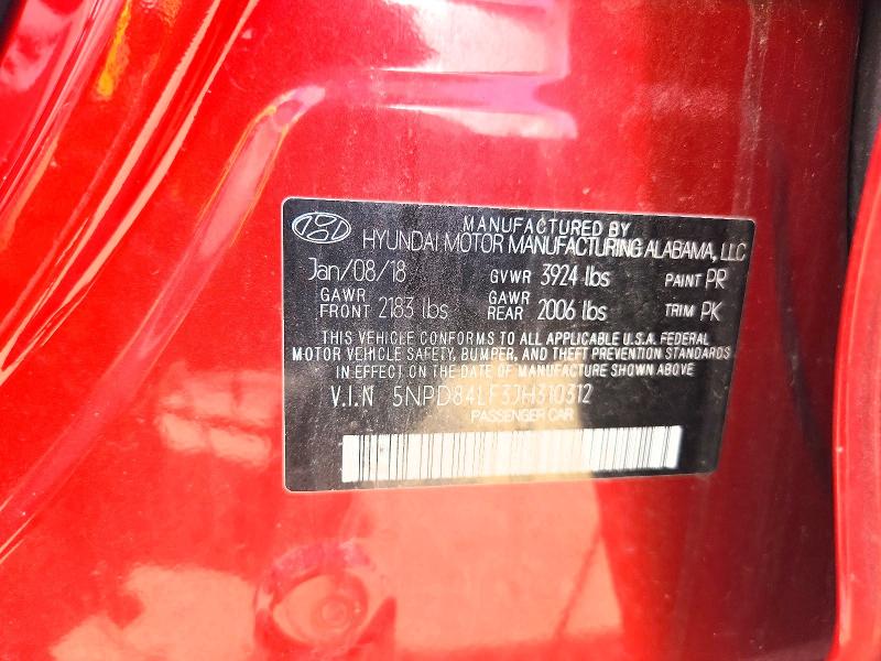 Продаж на аукціоні авто 2018 Hyundai Elantra, vin: 5NPD84LF3JH310312, номер лоту: 58072116