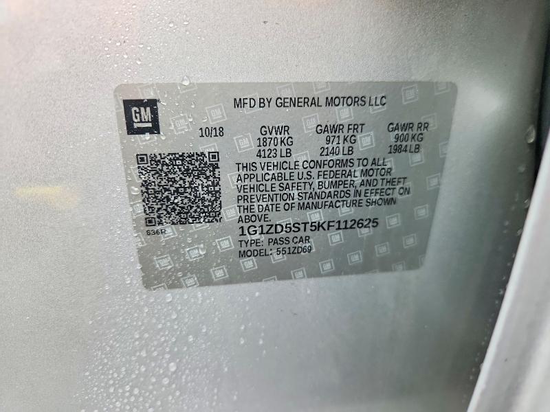 Aukcja sprzedaży 2019 Chevrolet Malibu, vin: 1G1ZD5ST5KF112625, numer aukcji: 59350616