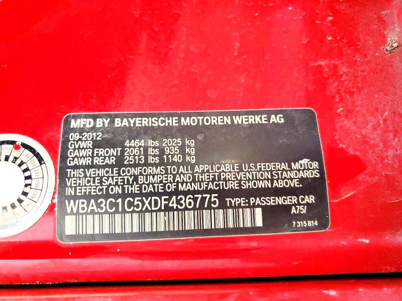 60034086 :رقم المزاد ، WBA3C1C5XDF436775 vin ، 2013 Bmw 328 مزاد بيع