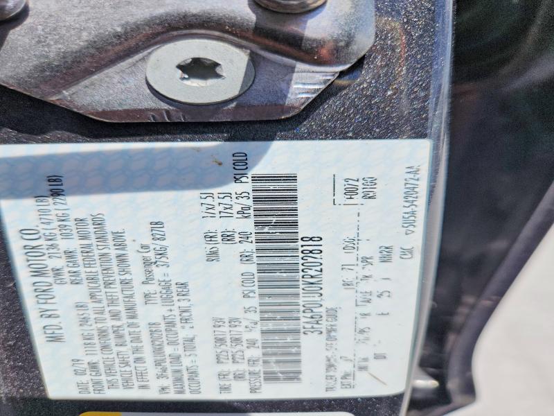2019 Ford Fusion მანქანა იყიდება აუქციონზე, vin: 3FA6P0LU0KR202818, აუქციონის ნომერი: 60251596