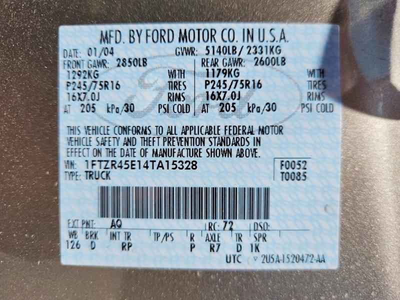 Aukcja sprzedaży 2004 Ford Ranger, vin: 1FTZR45E14TA15328, numer aukcji: 60699466