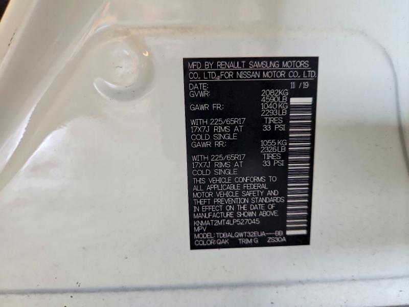 63186016 :رقم المزاد ، KNMAT2MT4LP527045 vin ، 2020 Nissan Rogue مزاد بيع