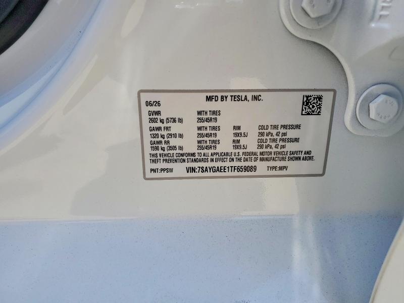Aukcja sprzedaży 2026 Tesla Model Y, vin: 7SAYGAEE1TF659089, numer aukcji: 62104966