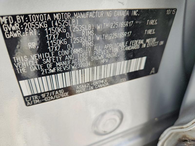Aukcja sprzedaży 2015 Toyota Rav4, vin: 2T3WFREV5FW232034, numer aukcji: 59248116