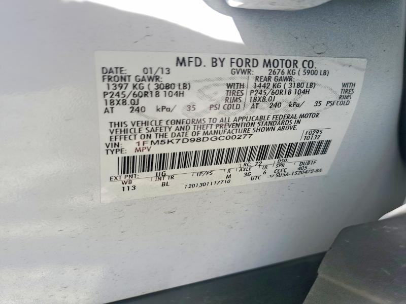 Aukcja sprzedaży 2013 Ford Explorer, vin: 1FM5K7D98DGC00277, numer aukcji: 62349496