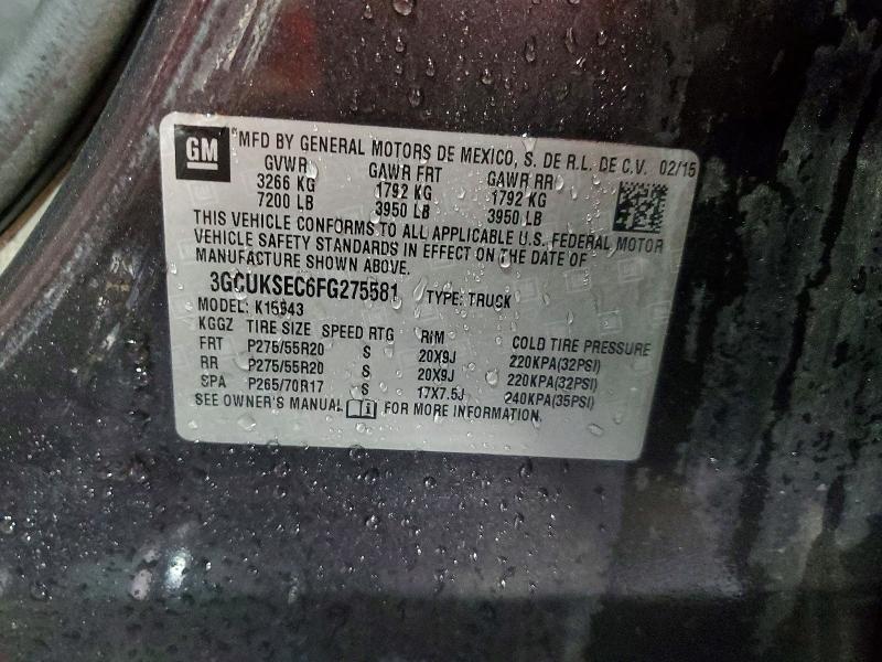 Aukcja sprzedaży 2015 Chevrolet Silverado, vin: 3GCUKSEC6FG275581, numer aukcji: 60063616