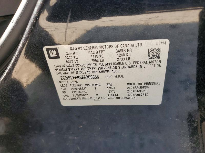 2014 Chevrolet Equinox მანქანა იყიდება აუქციონზე, vin: 2GNFLFEK8E6360038, აუქციონის ნომერი: 59907496