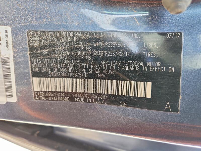 2017 Toyota Sienna მანქანა იყიდება აუქციონზე, vin: 5TDYZ3DC4HS875413, აუქციონის ნომერი: 59893326