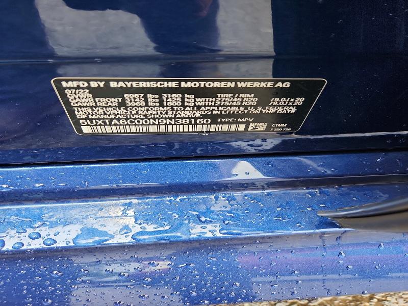 Aukcja sprzedaży 2022 Bmw X5, vin: 5UXTA6C00N9N38160, numer aukcji: 59706866