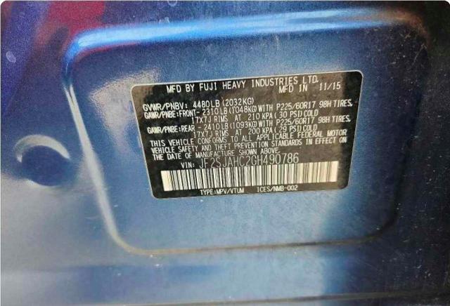 Продажа на аукционе авто 2016 Subaru Forester, vin: JF2SJAHC2GH490786, номер лота: 62685076