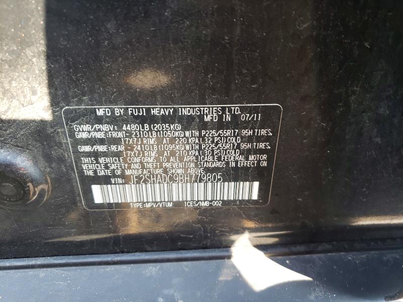 Aukcja sprzedaży 2011 Subaru Forester, vin: JF2SHADC9BH779805, numer aukcji: 61970756